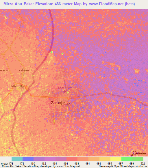 Mirza Abu Bakar,Afghanistan Elevation Map