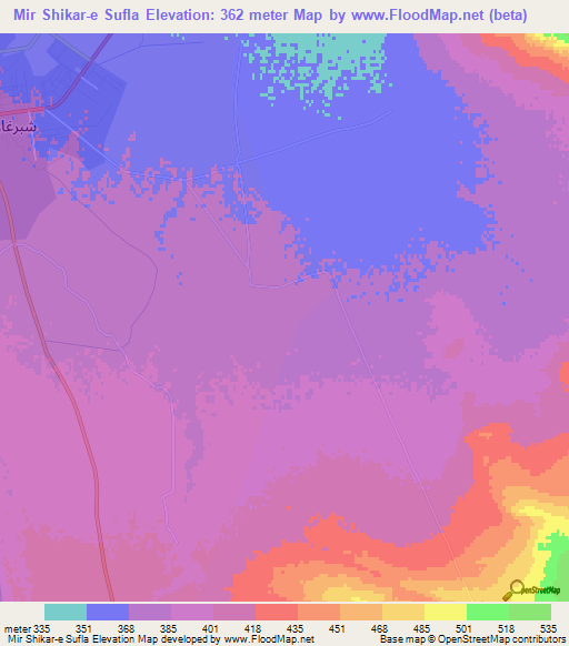 Mir Shikar-e Sufla,Afghanistan Elevation Map