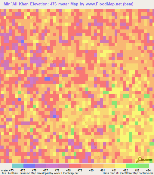 Mir `Ali Khan,Afghanistan Elevation Map