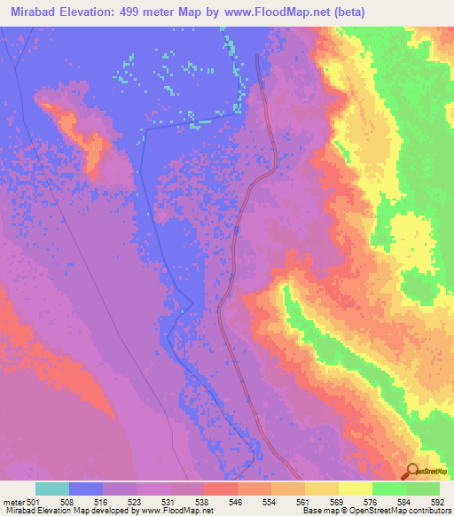 Mirabad,Afghanistan Elevation Map