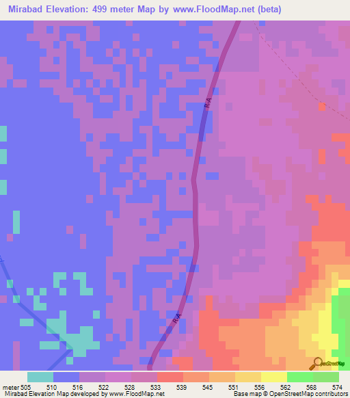 Mirabad,Afghanistan Elevation Map