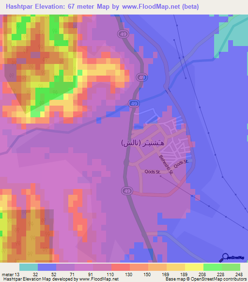 Hashtpar,Iran Elevation Map