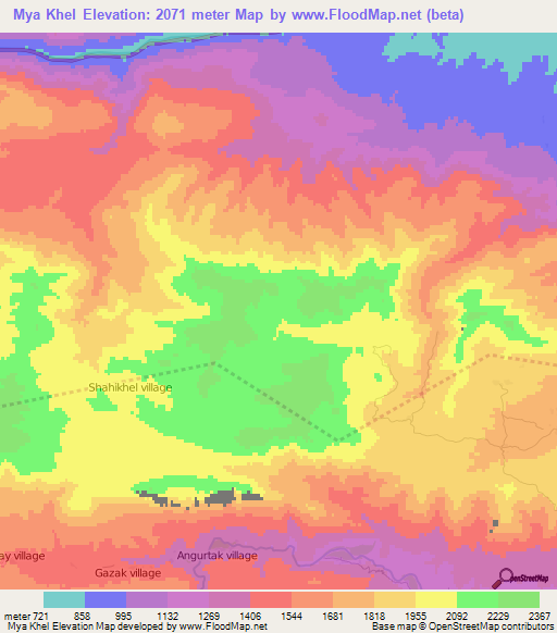 Mya Khel,Afghanistan Elevation Map