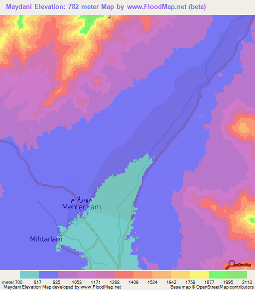 Maydani,Afghanistan Elevation Map