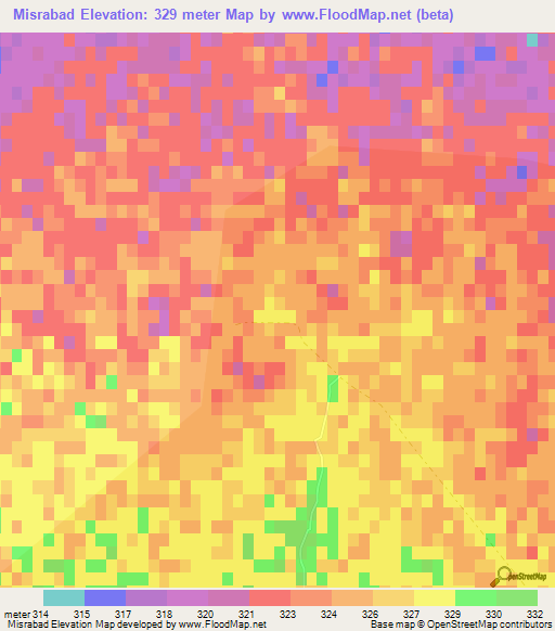Misrabad,Afghanistan Elevation Map