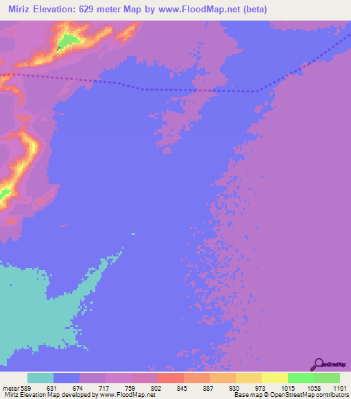 Miriz,Afghanistan Elevation Map