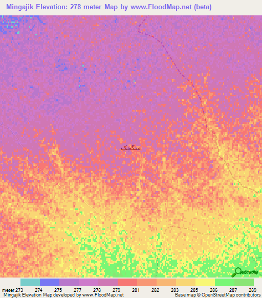 Mingajik,Afghanistan Elevation Map