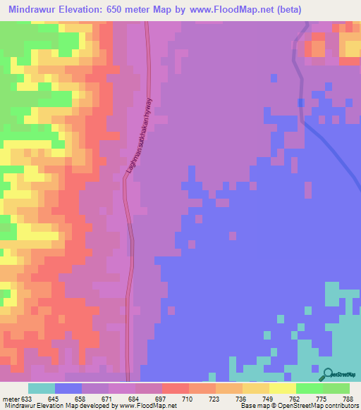 Mindrawur,Afghanistan Elevation Map