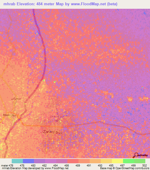 mhrab,Afghanistan Elevation Map