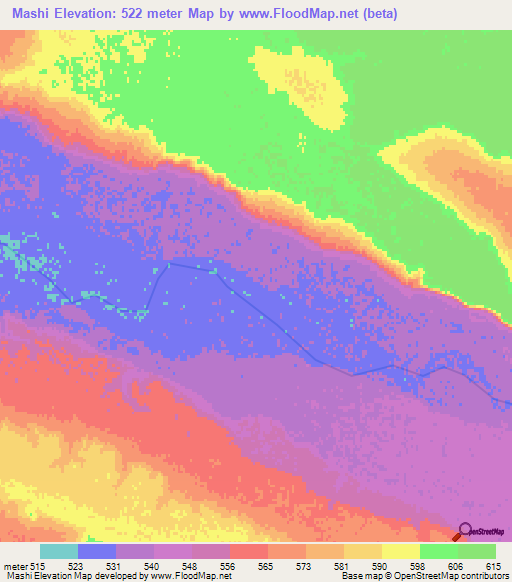 Mashi,Afghanistan Elevation Map
