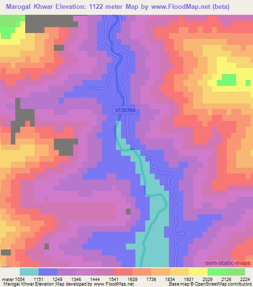 Marogal Khwar,Afghanistan Elevation Map