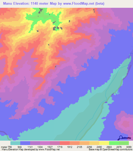 Manu,Afghanistan Elevation Map