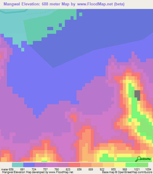 Mangwal,Afghanistan Elevation Map