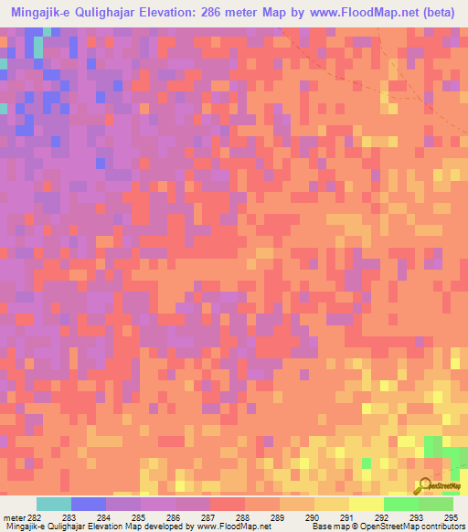 Mingajik-e Qulighajar,Afghanistan Elevation Map
