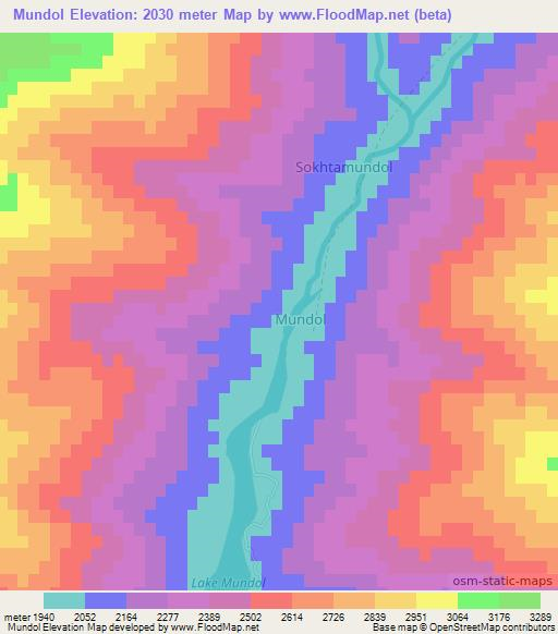 Mundol,Afghanistan Elevation Map