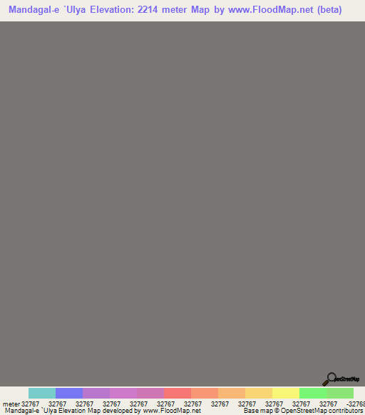 Mandagal-e `Ulya,Afghanistan Elevation Map