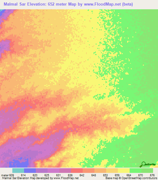 Malmal Sar,Afghanistan Elevation Map