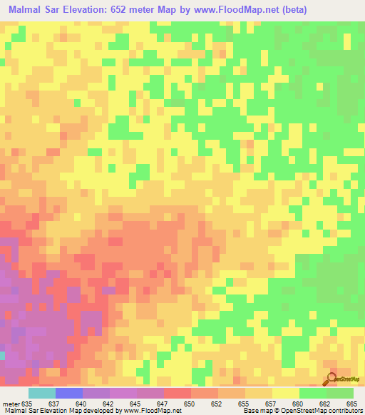 Malmal Sar,Afghanistan Elevation Map