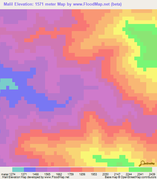 Malil,Afghanistan Elevation Map