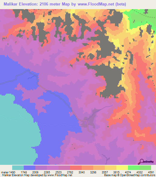 Malikar,Afghanistan Elevation Map