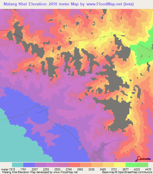 Malang Khel,Afghanistan Elevation Map