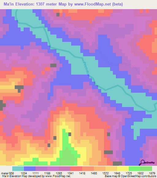 Ma'in,Afghanistan Elevation Map