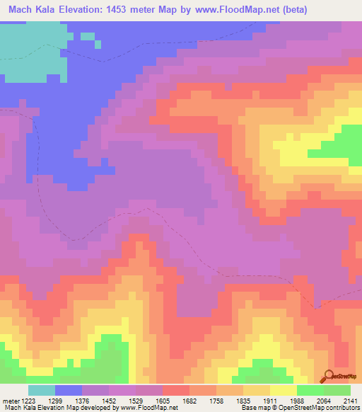 Mach Kala,Afghanistan Elevation Map