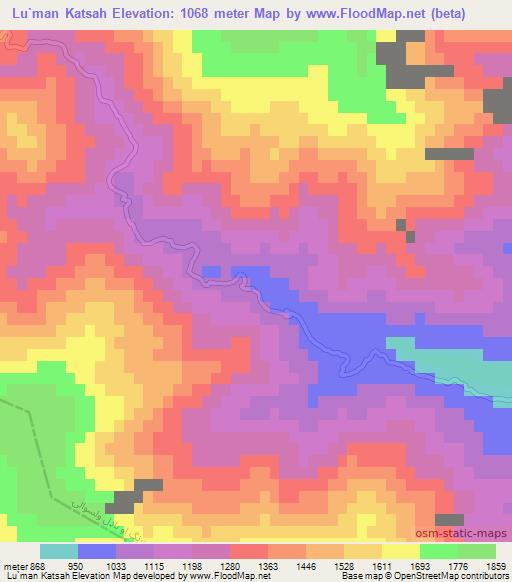 Lu`man Katsah,Afghanistan Elevation Map