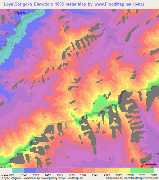 Loya-Gorigakh,Afghanistan Elevation Map