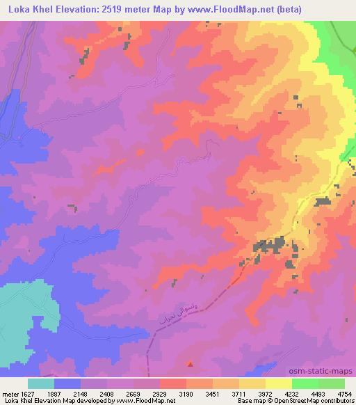 Loka Khel,Afghanistan Elevation Map