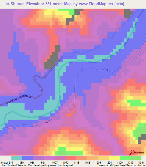Lar Shurtan,Afghanistan Elevation Map