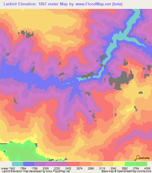 Larkird,Afghanistan Elevation Map
