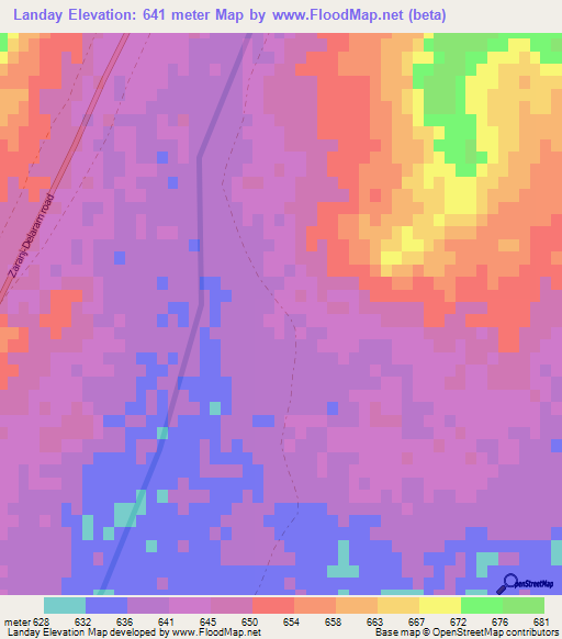 Landay,Afghanistan Elevation Map