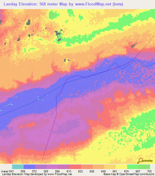 Landay,Afghanistan Elevation Map