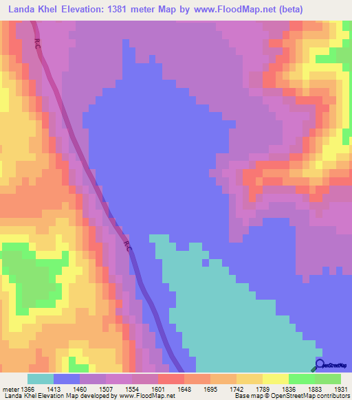 Landa Khel,Afghanistan Elevation Map
