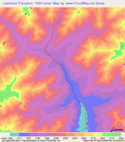 Lambarai,Afghanistan Elevation Map