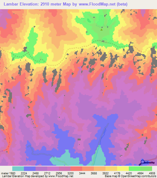 Lambar,Afghanistan Elevation Map