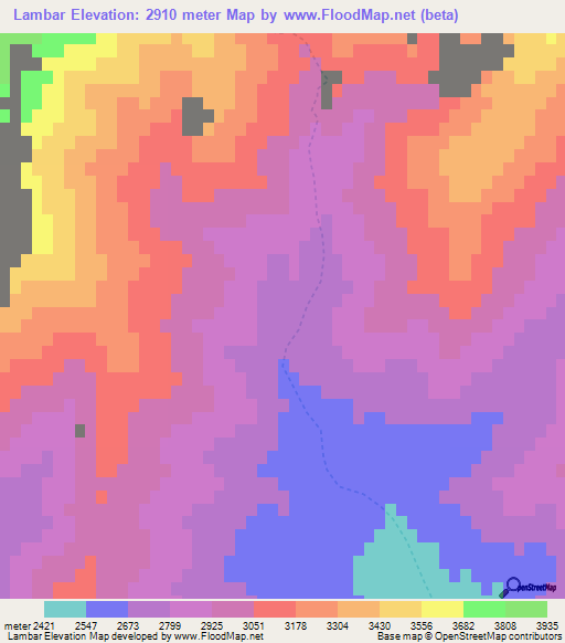 Lambar,Afghanistan Elevation Map