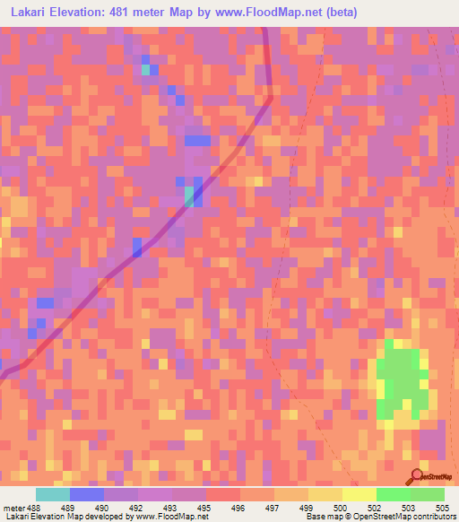 Lakari,Afghanistan Elevation Map