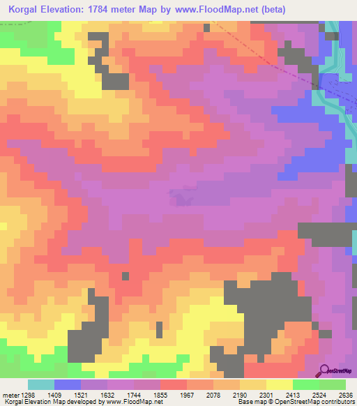 Korgal,Afghanistan Elevation Map