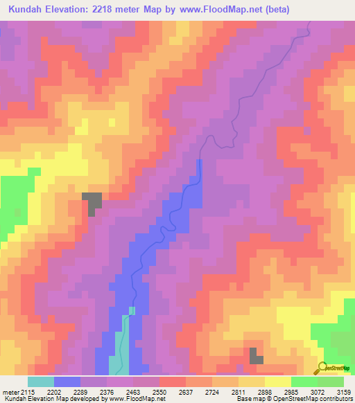 Kundah,Afghanistan Elevation Map