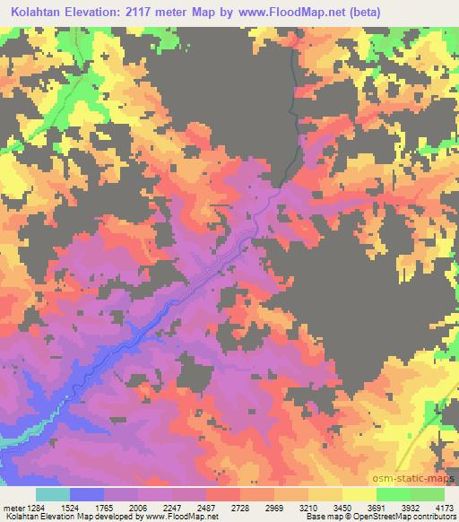 Kolahtan,Afghanistan Elevation Map