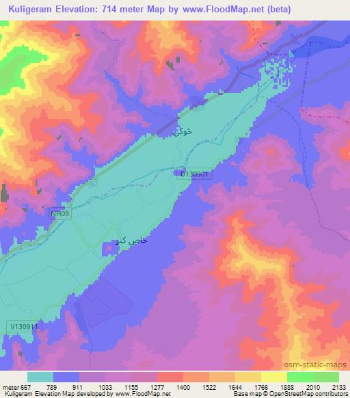 Kuligeram,Afghanistan Elevation Map