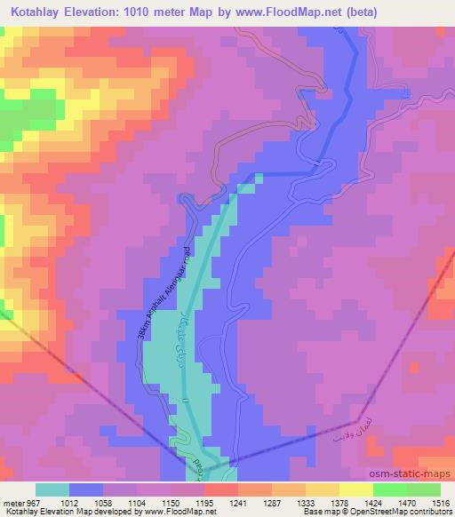 Kotahlay,Afghanistan Elevation Map