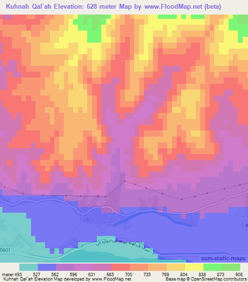 Kuhnah Qal`ah,Afghanistan Elevation Map