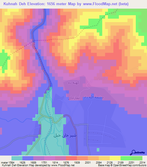 Kuhnah Deh,Afghanistan Elevation Map