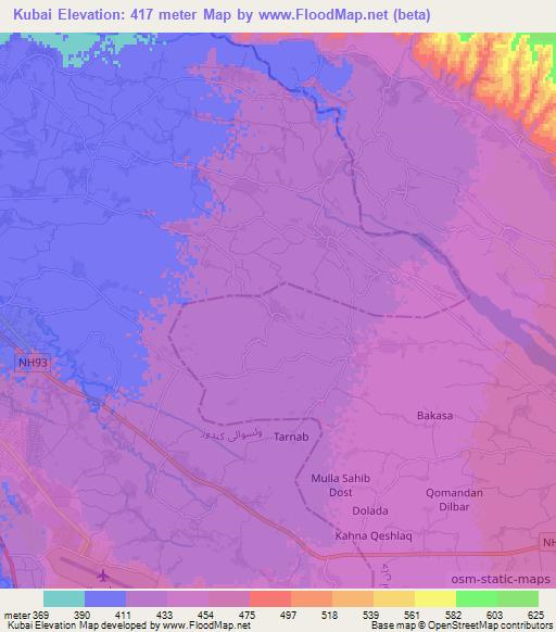 Kubai,Afghanistan Elevation Map
