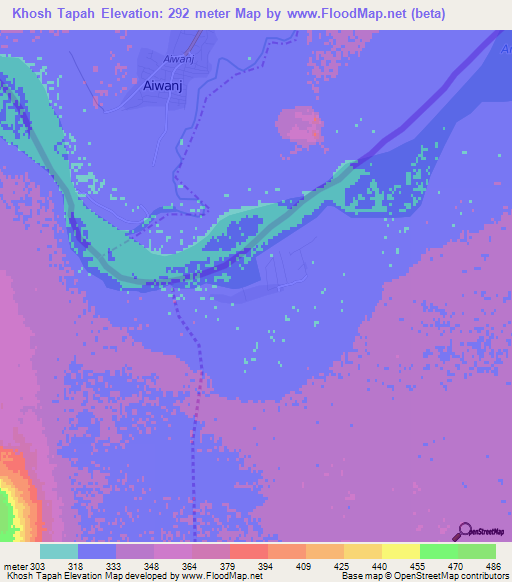 Khosh Tapah,Afghanistan Elevation Map