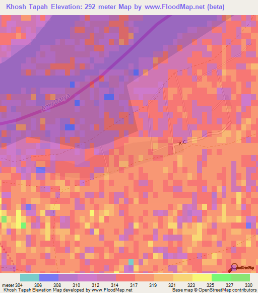 Khosh Tapah,Afghanistan Elevation Map