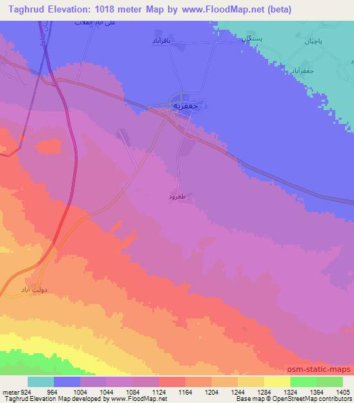 Taghrud,Iran Elevation Map